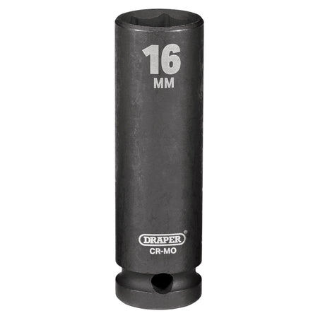 DRAPER Expert 16mm 1/2in. Square Drive Deep Impact Socket: Model No.410D-MM