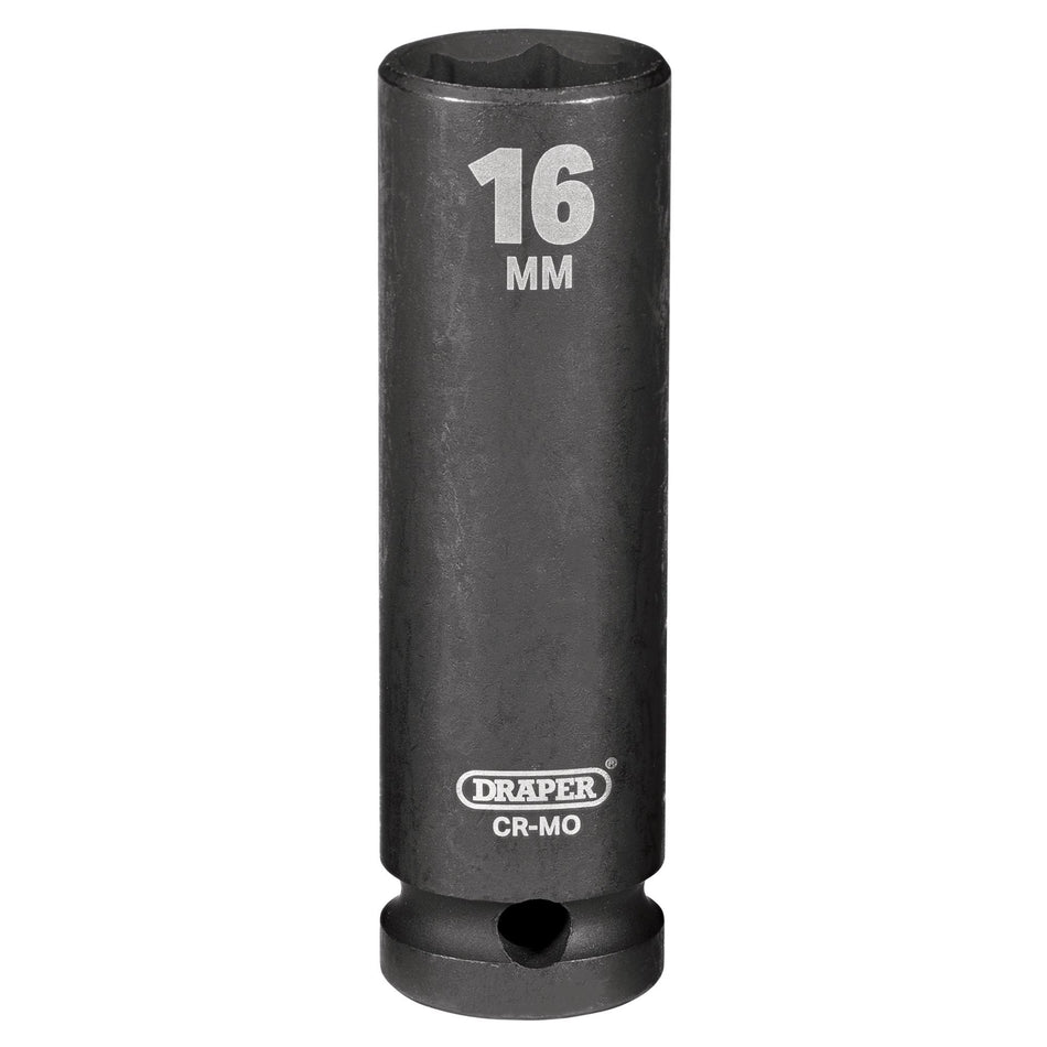 DRAPER Expert 16mm 1/2in. Square Drive Deep Impact Socket: Model No.410D-MM