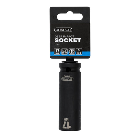 DRAPER Expert 17mm 1/2in. Square Drive Deep Impact Socket: Model No.410D-MM