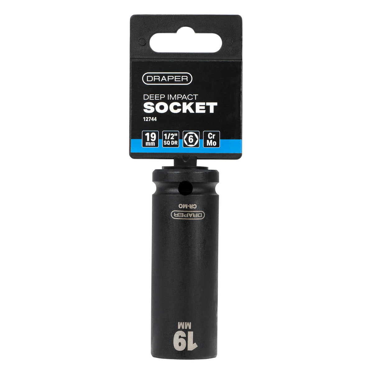 DRAPER Expert 19mm 1/2in. Square Drive Deep Impact Socket: Model No.410D-MM