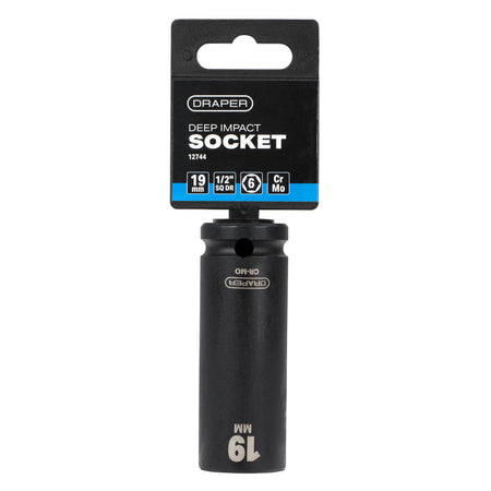 DRAPER Expert 19mm 1/2in. Square Drive Deep Impact Socket: Model No.410D-MM