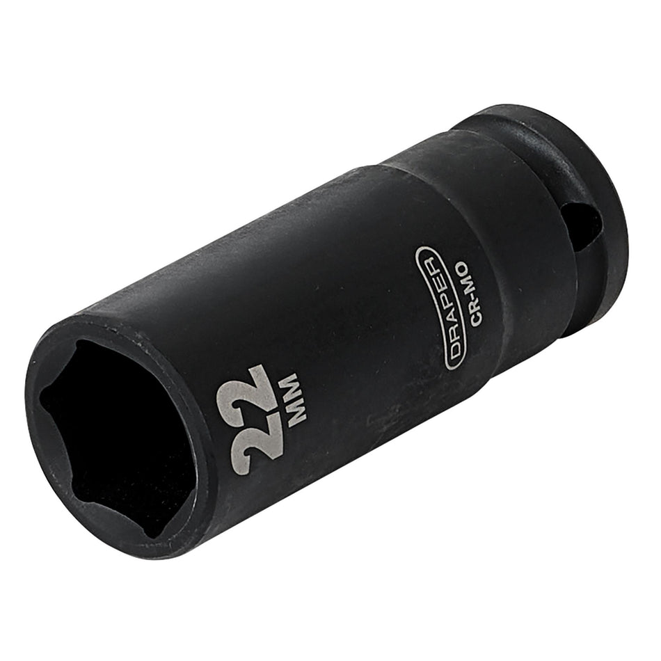 DRAPER Expert 22mm 1/2in. Square Drive Deep Impact Socket: Model No.410D-MM