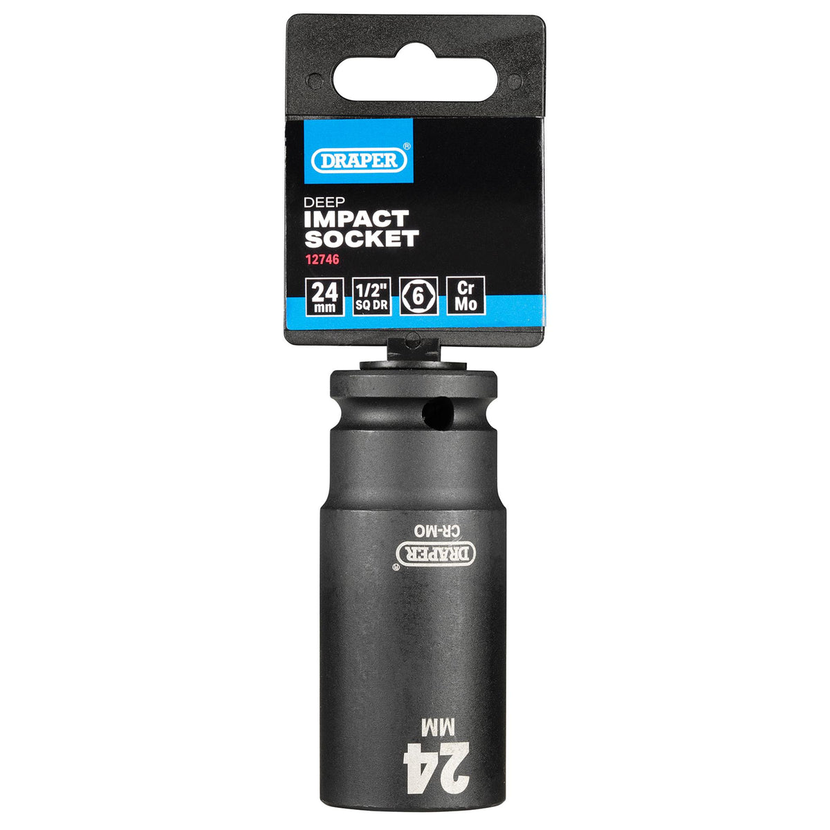 DRAPER Expert 24mm 1/2in. Square Drive Deep Impact Socket: Model No.410D-MM