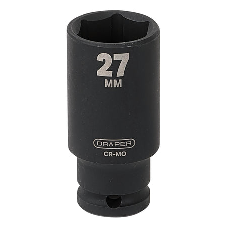 DRAPER Expert 27mm 1/2in. Square Drive Deep Impact Socket: Model No.410D-MM