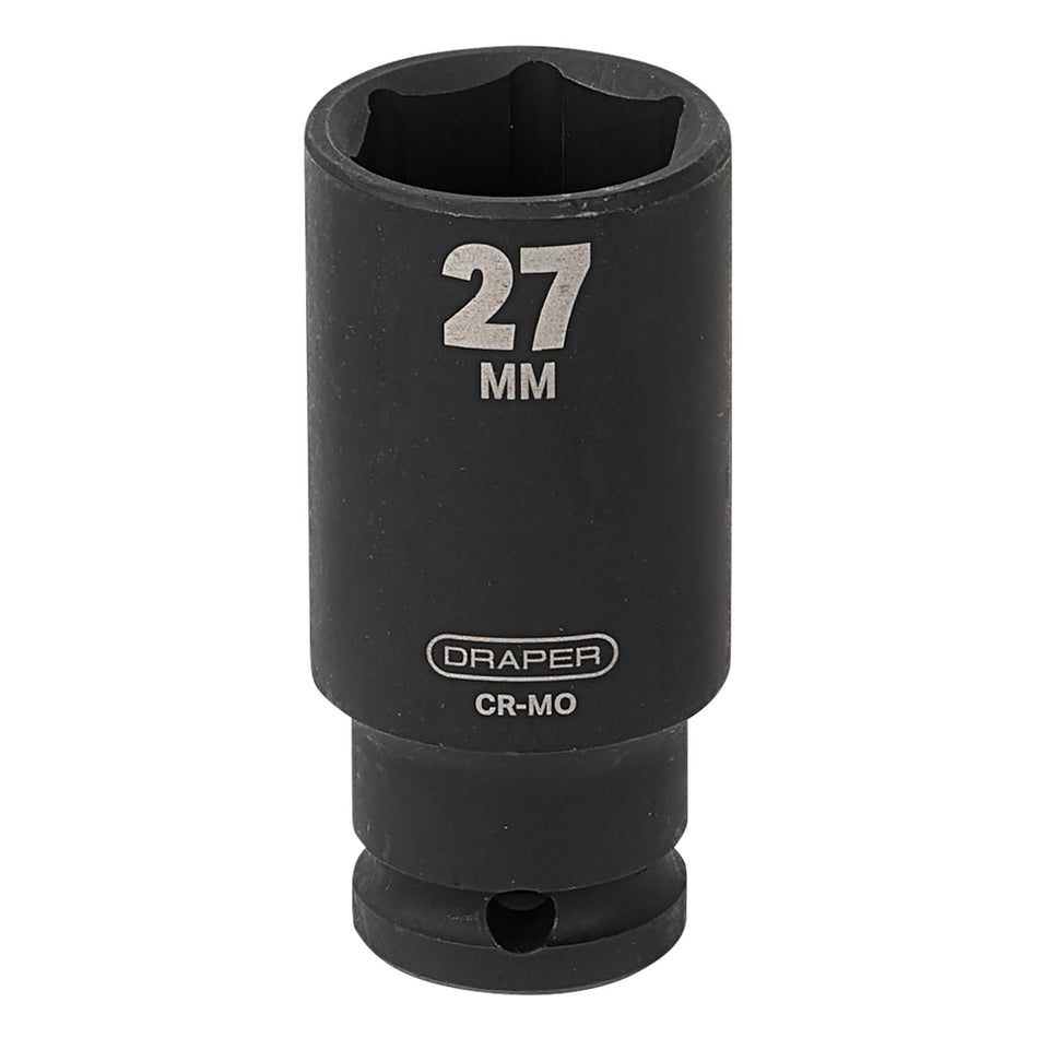 DRAPER Expert 27mm 1/2in. Square Drive Deep Impact Socket: Model No.410D-MM