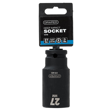 DRAPER Expert 27mm 1/2in. Square Drive Deep Impact Socket: Model No.410D-MM