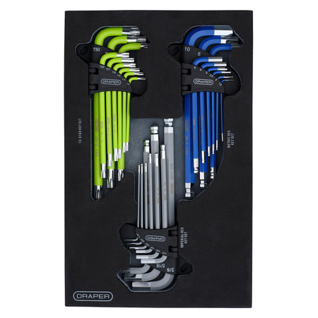 Draper TX-STAR®, Imperial & Metric Ball End Hex Key Sets (27 Piece)