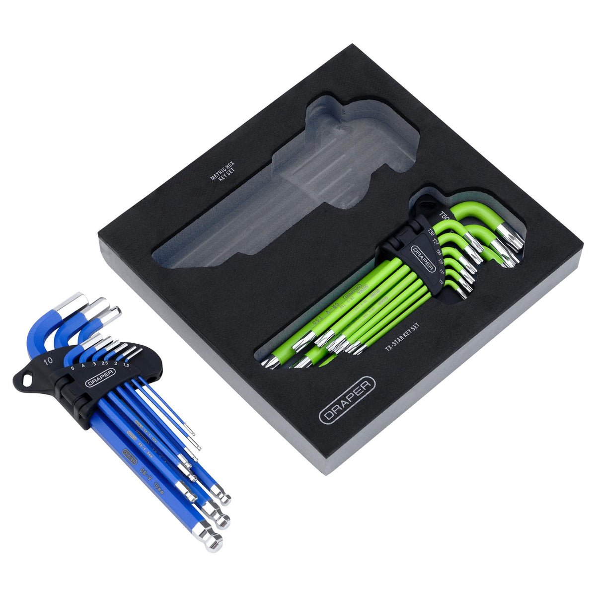 Draper TX-STAR® Metric Ball End Hex Key Sets in Storage Tray (18 Piece)