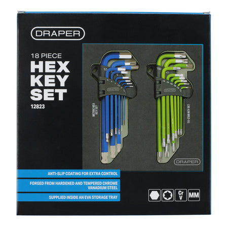Draper TX-STAR® Metric Ball End Hex Key Sets in Storage Tray (18 Piece)