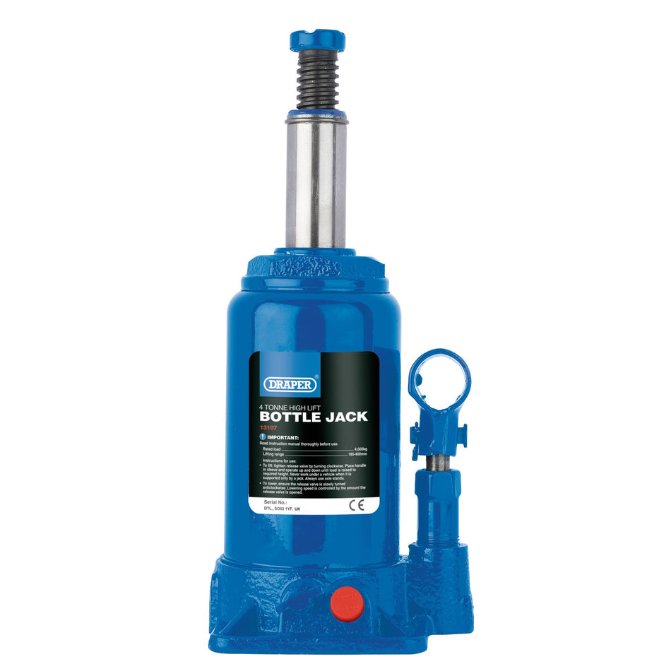 High Lift Hydraulic Bottle Jack (4 Tonne): Model No. BJ4HL-B