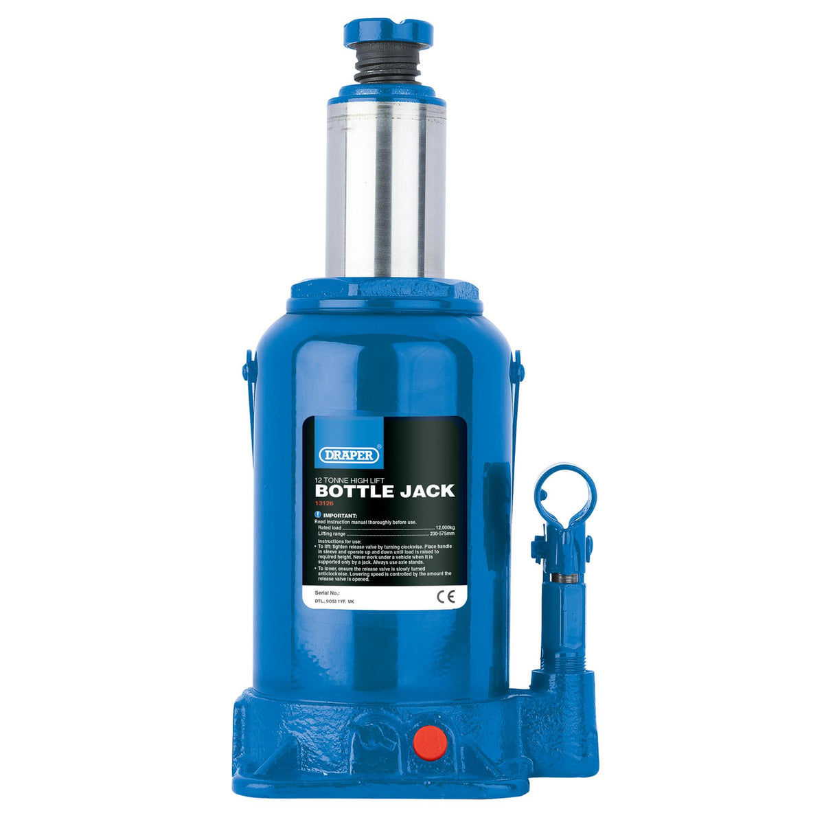 High Lift Hydraulic Bottle Jack (12 Tonne): Model No. BJ12HL-C