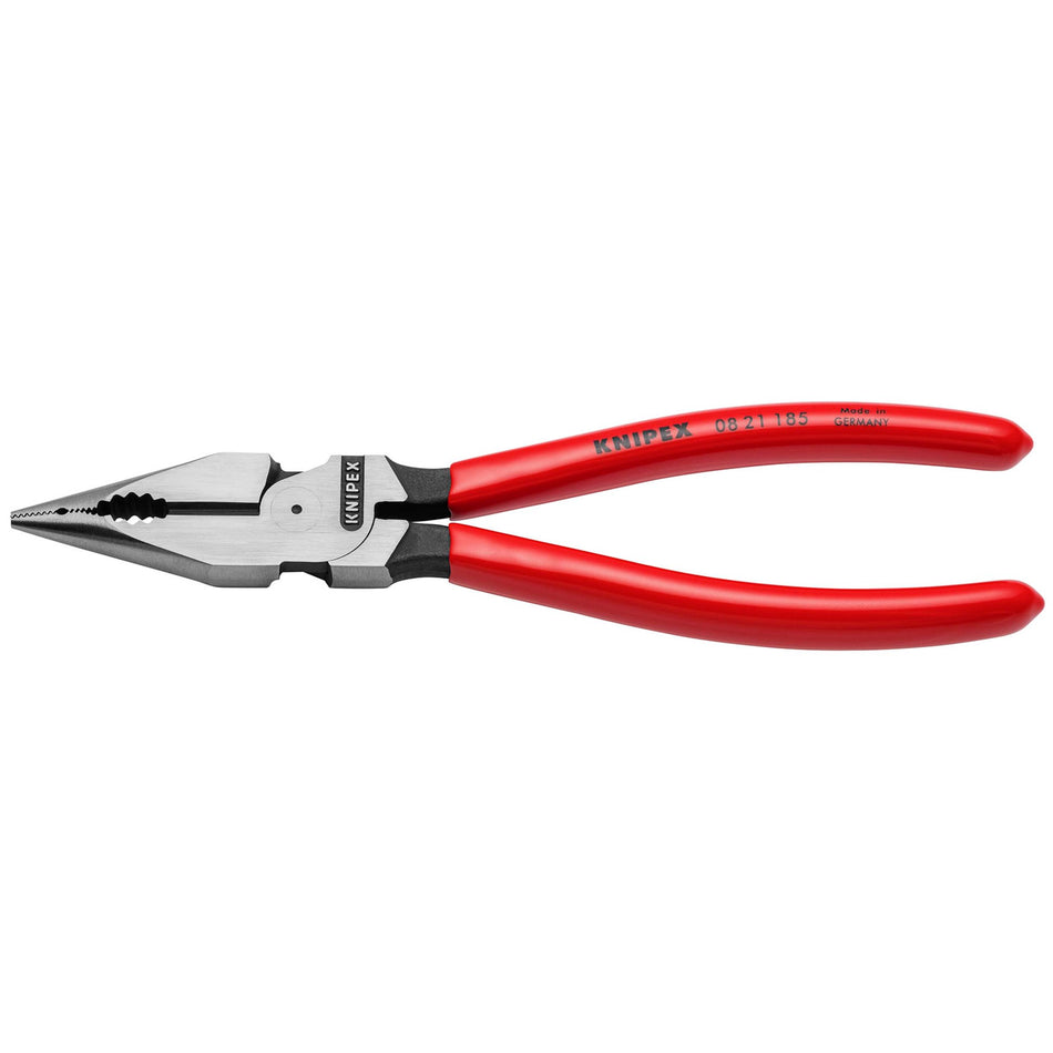 KNIPEX 08 21 185 SB Needle-Nose Combination Pliers plastic coated black atramentized, 185mm : Model No. 08 21 185 SB