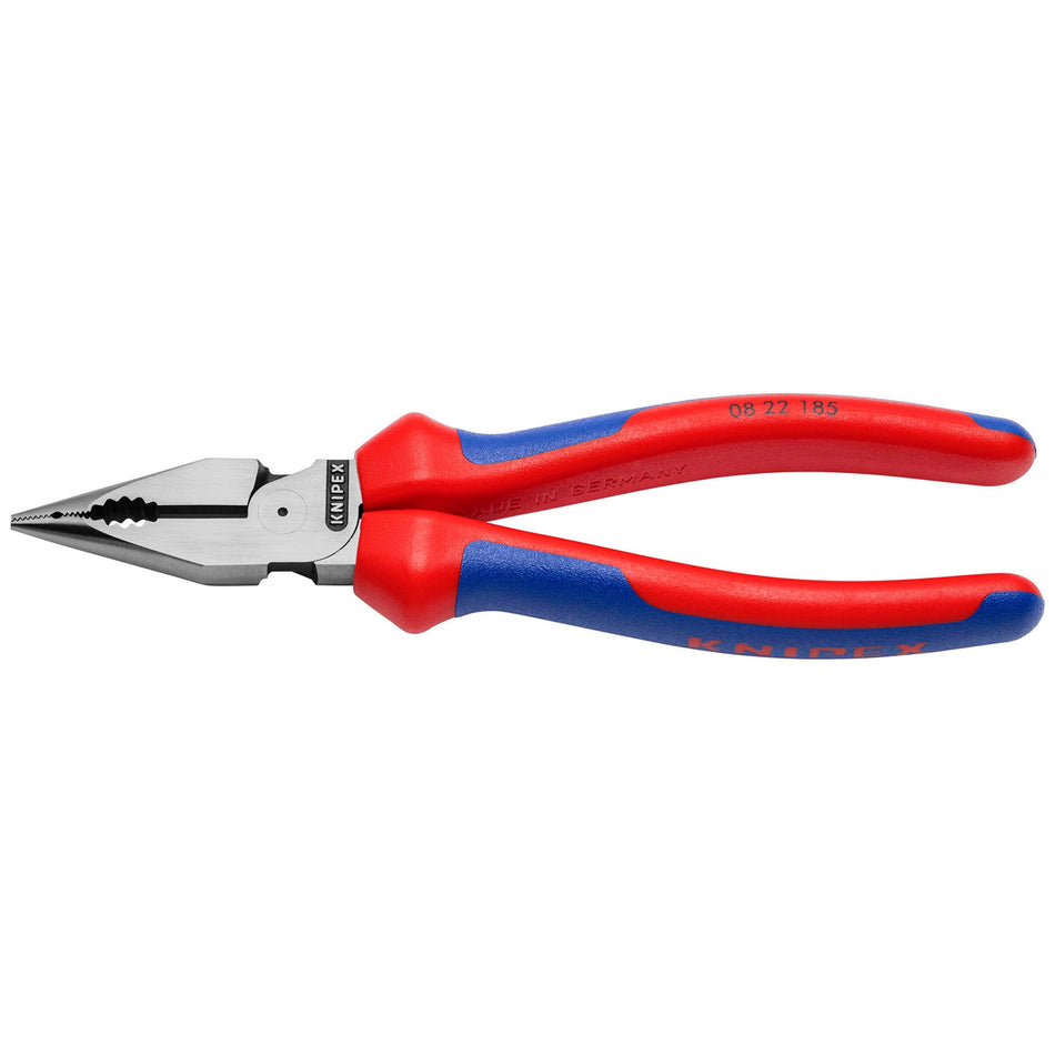 KNIPEX 08 22 185 SB Needle-Nose Combination Pliers with multi-component grips black atramentized, 185mm : Model No. 08 22 185 SB