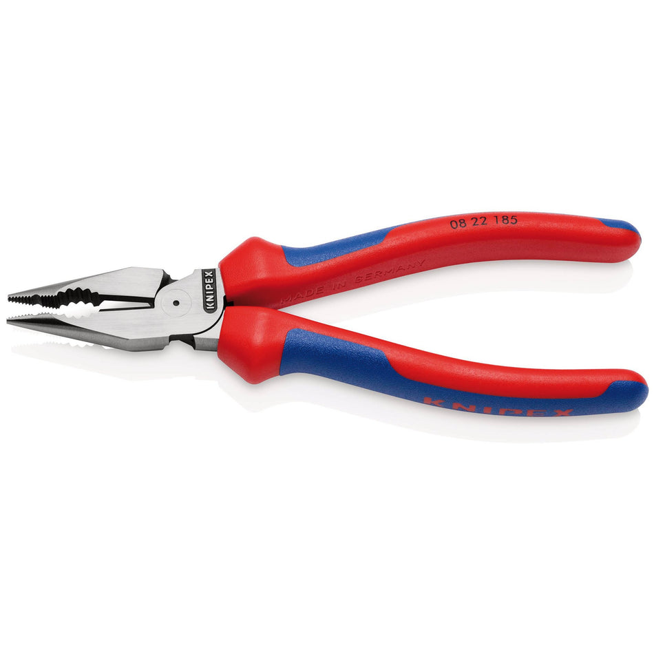 KNIPEX 08 22 185 SB Needle-Nose Combination Pliers with multi-component grips black atramentized, 185mm : Model No. 08 22 185 SB