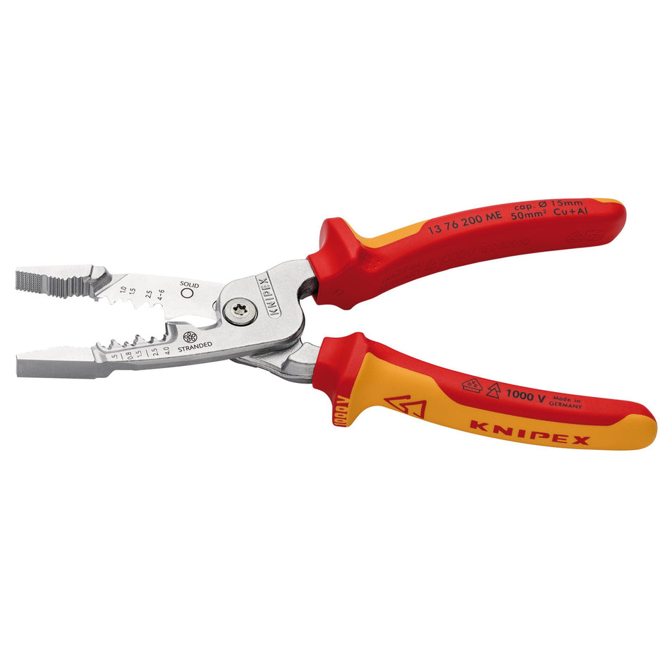 KNIPEX 13 76 200 ME VDE Wire Stripper with Multi-Component Grips, 200mm : Model No. 13 76 200 ME SB