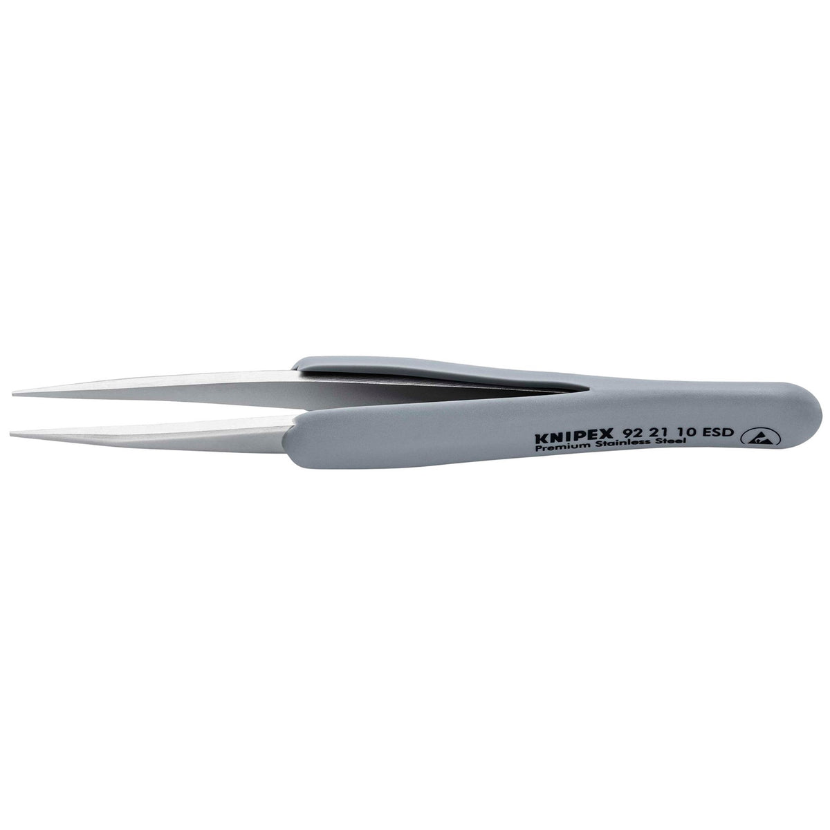 KNIPEX 92 21 10 ESD Precision Tweezers with rubber handles ESD, 123mm : Model No. 92 21 10 ESD