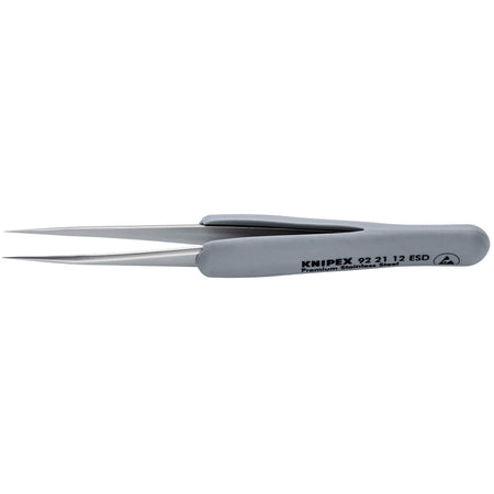 KNIPEX 92 21 12 ESD Precision Tweezers with rubber handles ESD, 112mm : Model No. 92 21 12 ESD