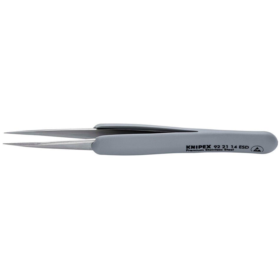 KNIPEX 92 21 14 ESD Precision Tweezers with rubber handles ESD, 130mm : Model No. 92 21 14 ESD