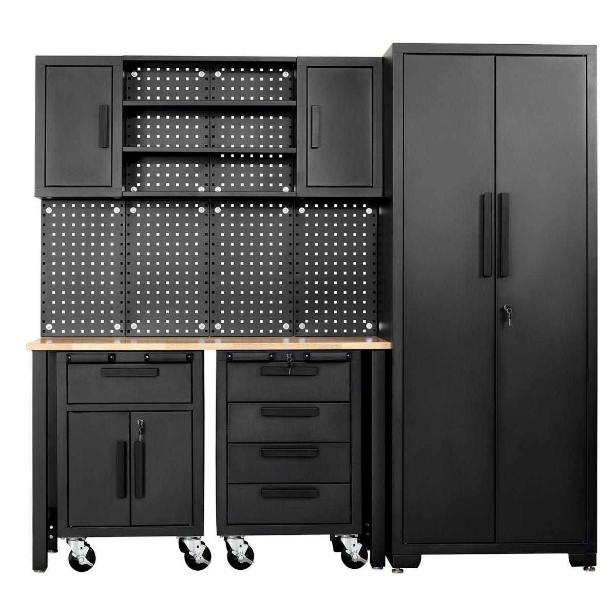 Single Garage Workstation with Roller Cabinets