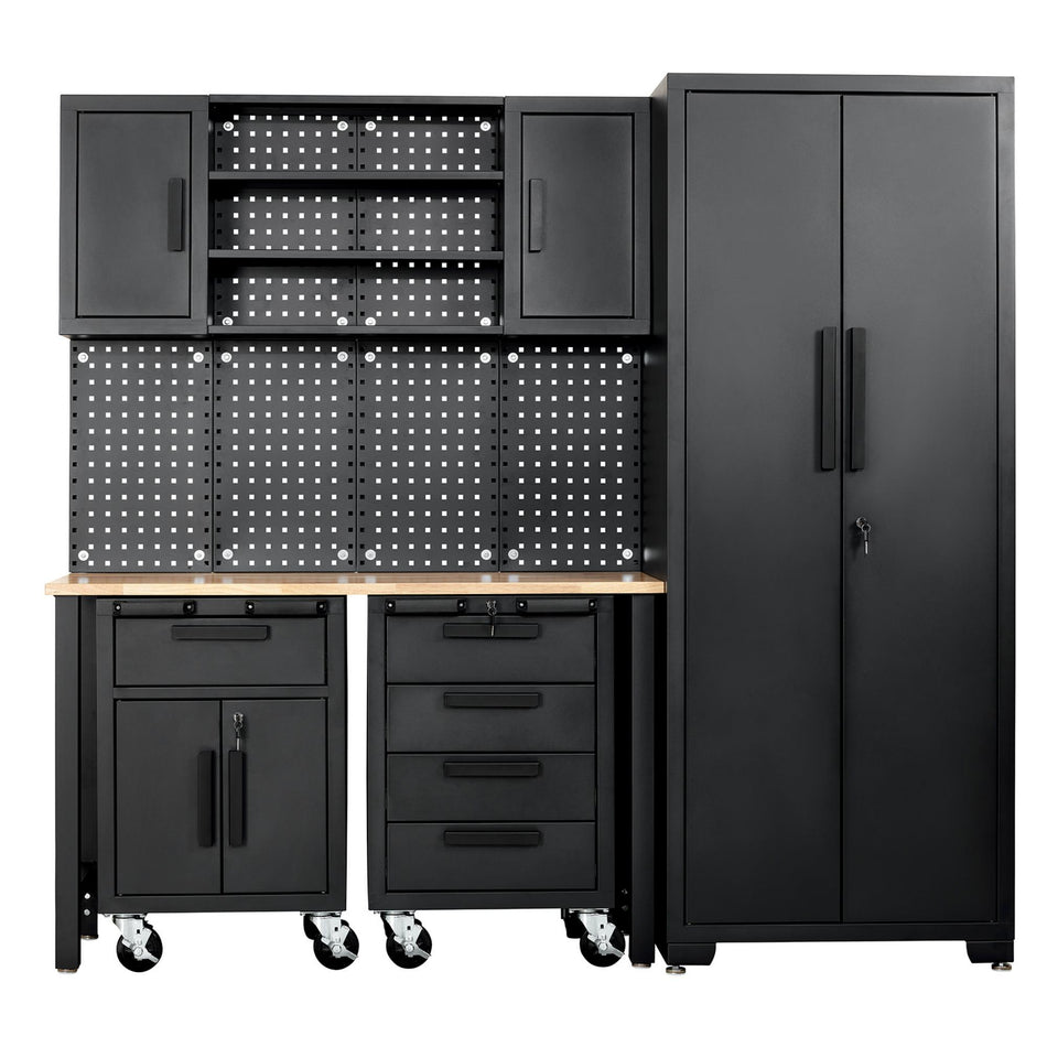 Single Garage Workstation with Roller Cabinets