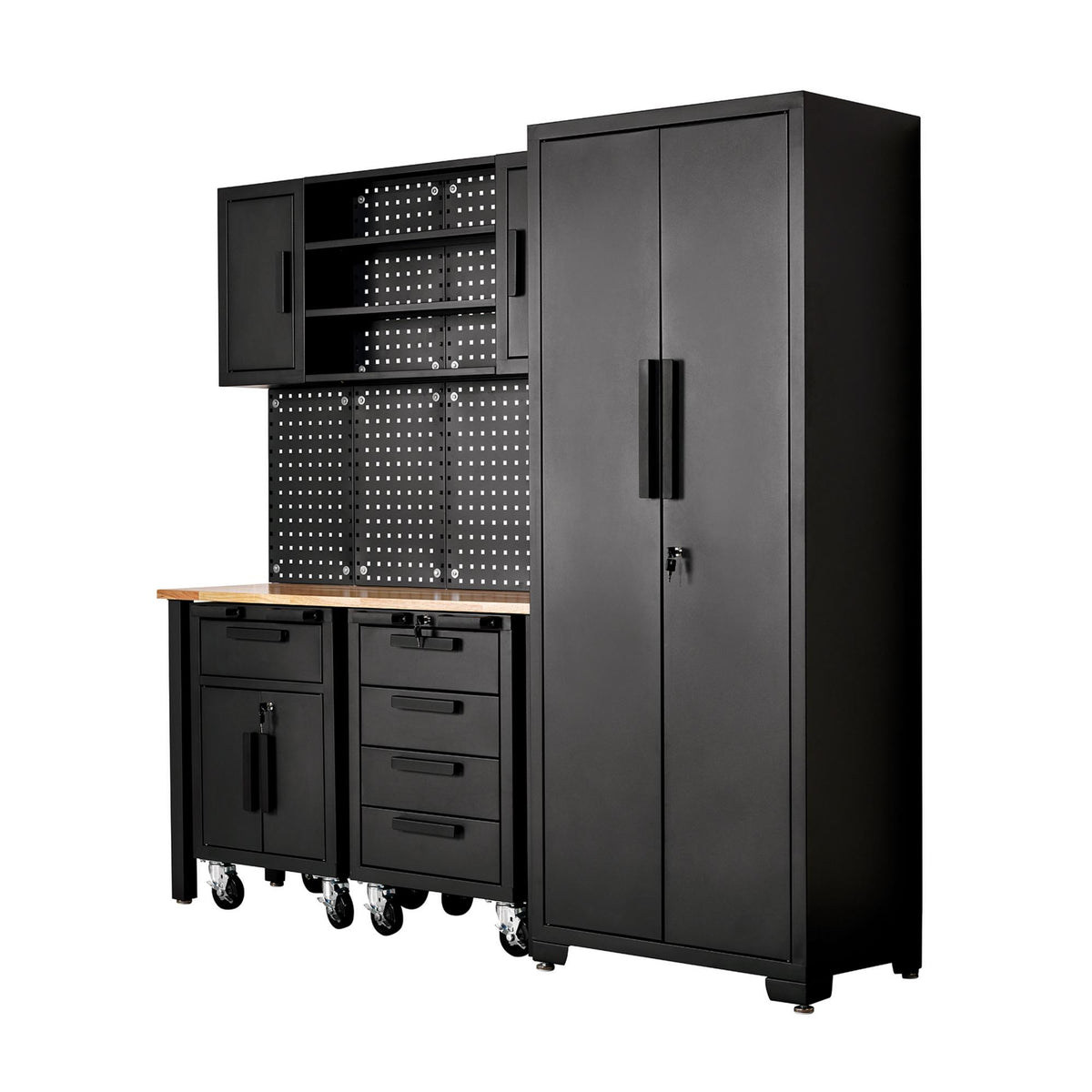 Single Garage Workstation with Roller Cabinets