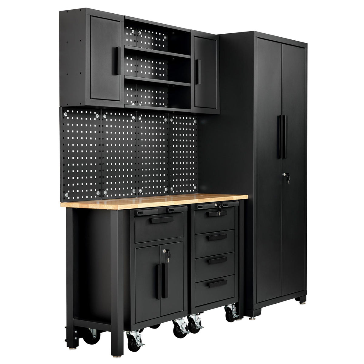 Single Garage Workstation with Roller Cabinets
