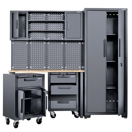 Single Garage Workstation with Roller Cabinets