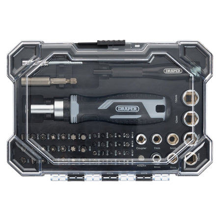 Soft Grip Ratchet Screwdriver and Bit Set (55 Piece) : Model No. 200/S10