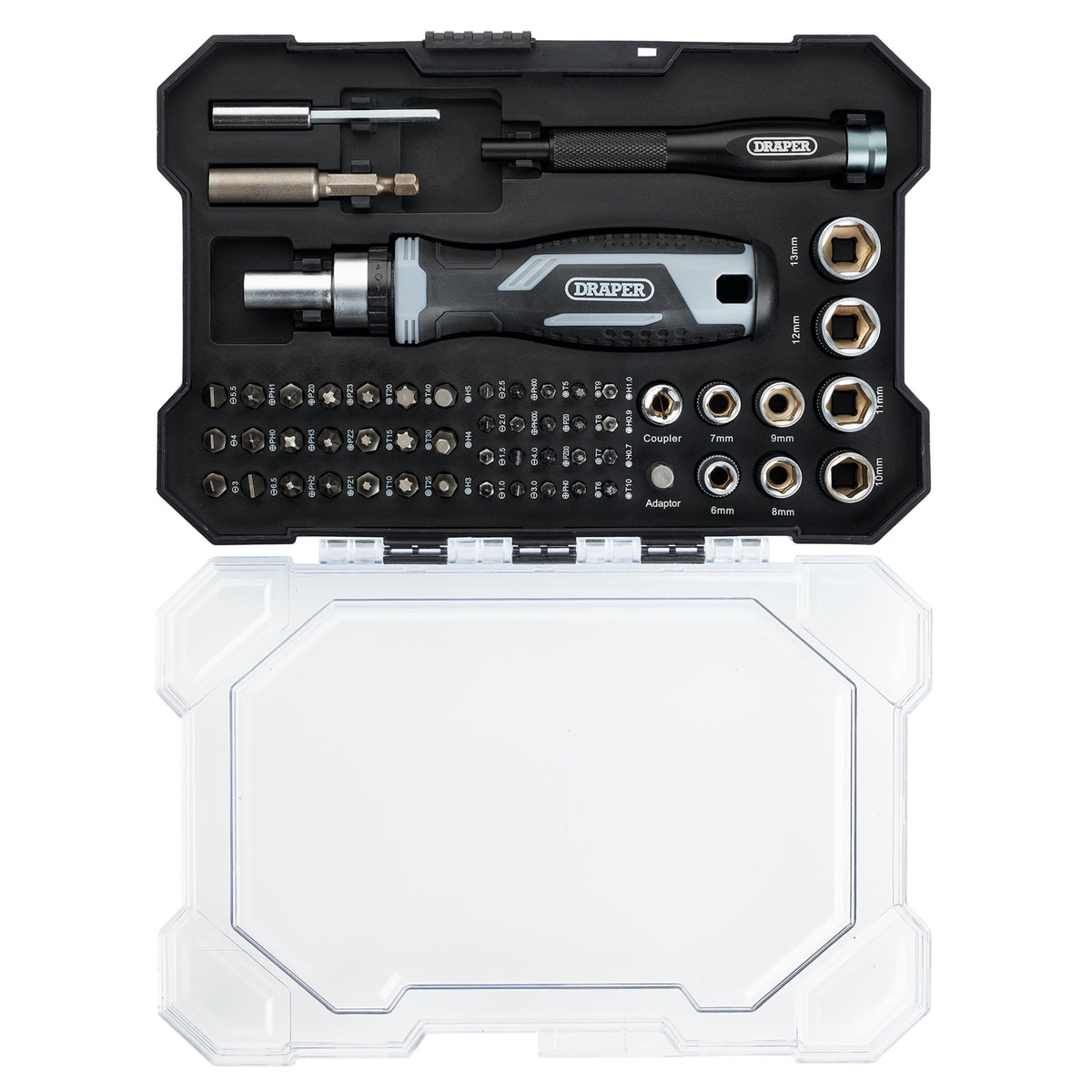 Soft Grip Ratchet Screwdriver and Bit Set (55 Piece) : Model No. 200/S10