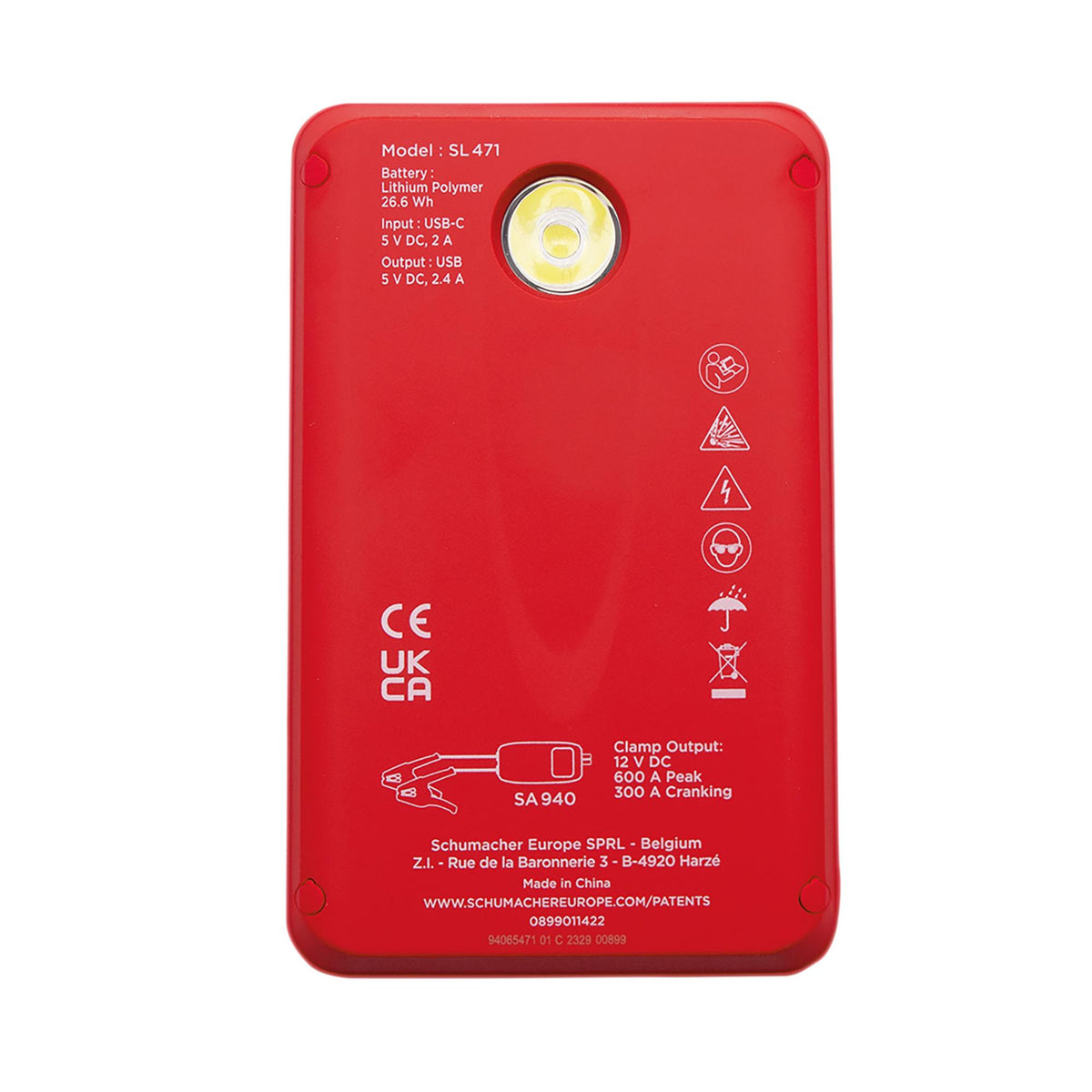 Schumacher SL471 12V Lithium Booster and Power Bank, 600PA : Model No. SL471