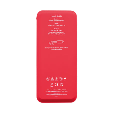 Schumacher SL474 12V Lithium Booster and Power Bank with Wireless Charging, 2000PA : Model No. SL474