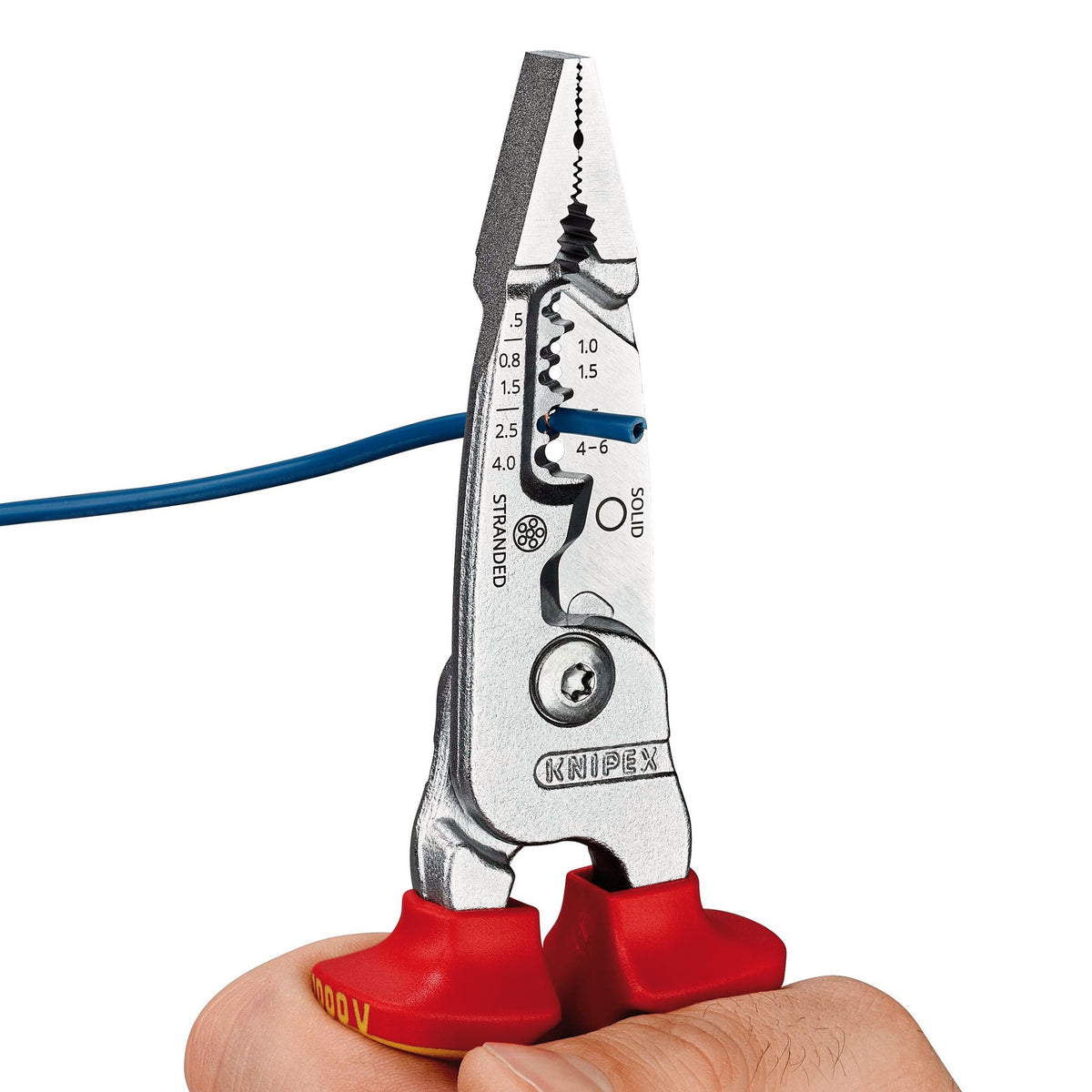 KNIPEX 13 76 200 ME VDE Wire Stripper with Multi-Component Grips, 200mm : Model No. 13 76 200 ME SB