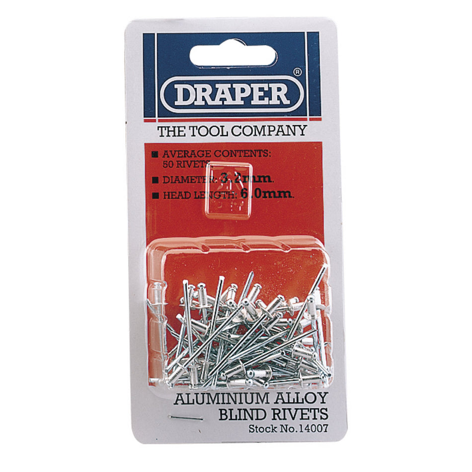 DRAPER 50 x 3.2mm x 5.2mm Blind Rivets: Model No.RIV