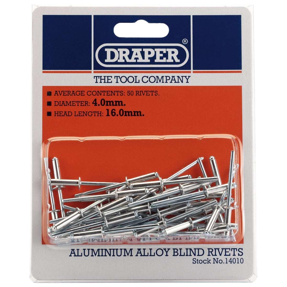DRAPER 50 x 4mm x 15.8mm Blind Rivets: Model No.RIV