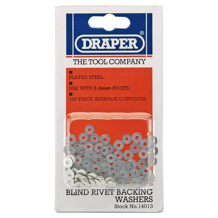 DRAPER 100 x 2.4mm Rivet Backing Washers: Model No.RIV/W