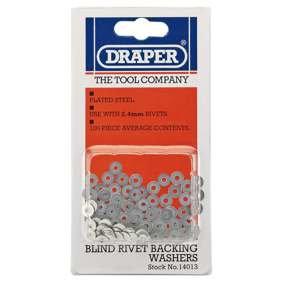DRAPER 100 x 2.4mm Rivet Backing Washers: Model No.RIV/W