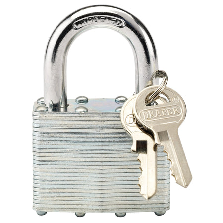 DRAPER 50mm Laminated Steel Padlock: Model No.LT100