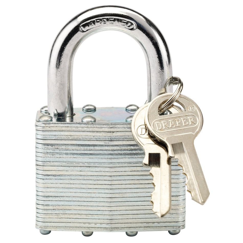 DRAPER 50mm Laminated Steel Padlock: Model No.LT100