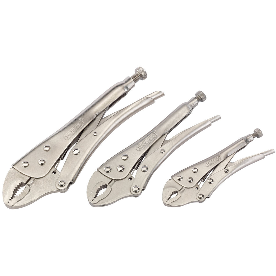 DRAPER 3 Piece Curved Jaw Self Grip Pliers Set: Model No.9006/3