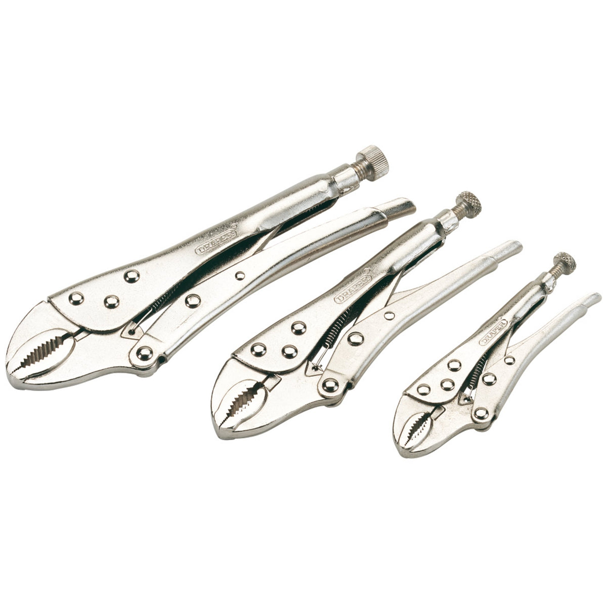 DRAPER 3 Piece Curved Jaw Self Grip Pliers Set: Model No.9006/3