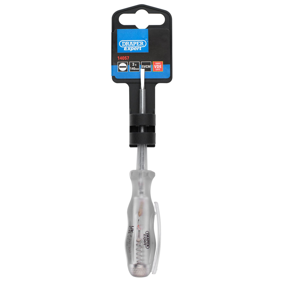 Draper Expert VDE Mains Tester Screwdriver, 105-250V AC, 140mm : Model No. VDEMT-140