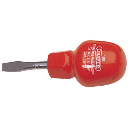 DRAPER 6mm x 38mm Plain Slot Cabinet Pattern Chubby Screwdriver: Model No.186