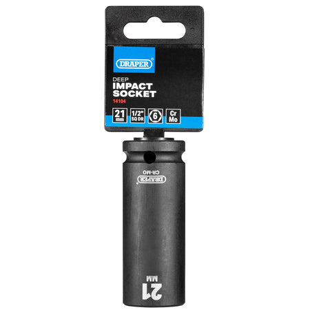 DRAPER Expert 21mm 1/2in. Square Drive Deep Impact Socket: Model No.410D-MM