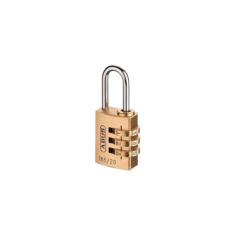 ABUS 165/20 20mm Solid Brass Body Combination Padlock (3 Digit) Carded
