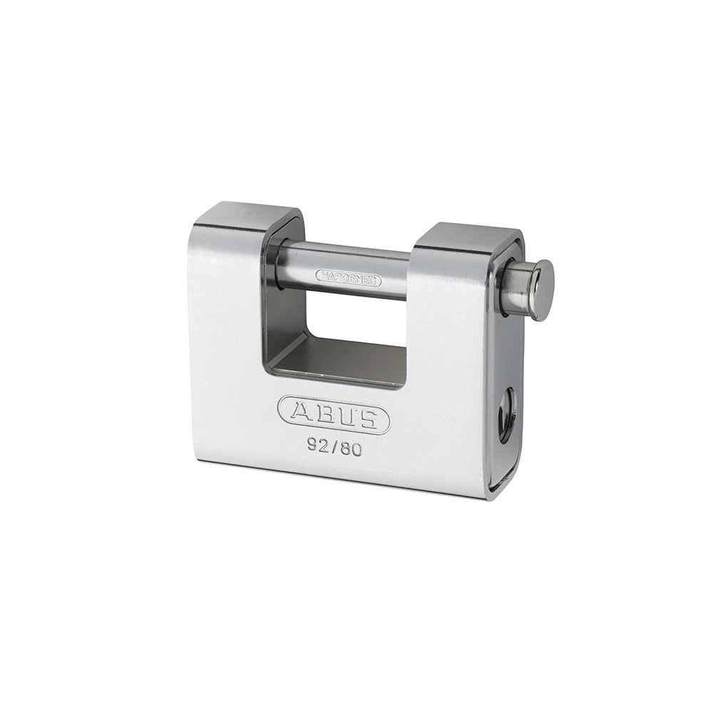 ABUS 92/80 80mm Monoblock Brass Body Shutter Padlock Keyed 8522
