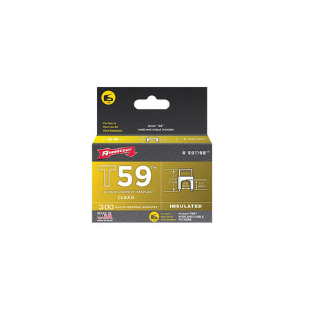 Arrow T59 Insulated Staples Clear 6 x 6mm Box 300