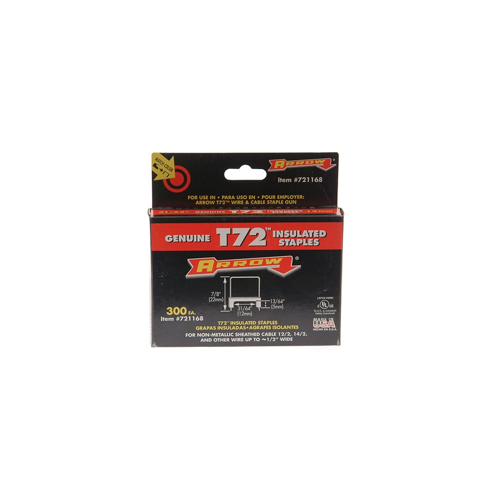 Arrow T72HW Insulated Staples 5mm x 12mm Box 300