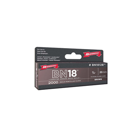 Arrow BN1812B Head Brad/ Nails 20mm Brown Pack 2000