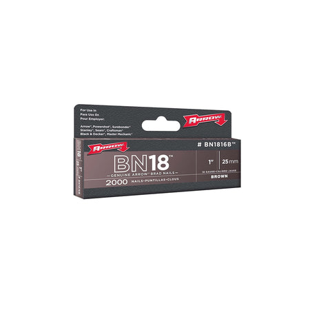 Arrow BN1816B Head Brad/ Nails 25mm Brown Pack 2000