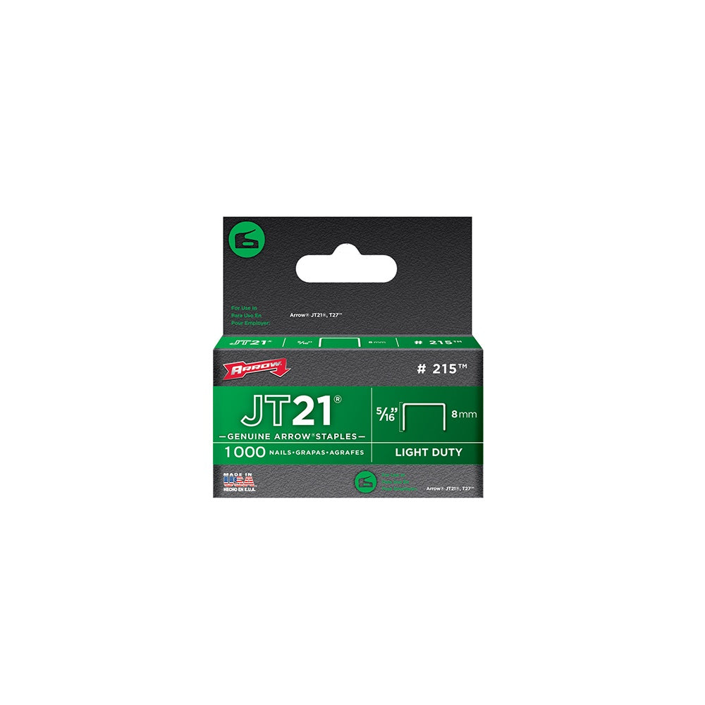 Arrow JT21 T27 Staples 8mm ( 5/16in) Box 5000